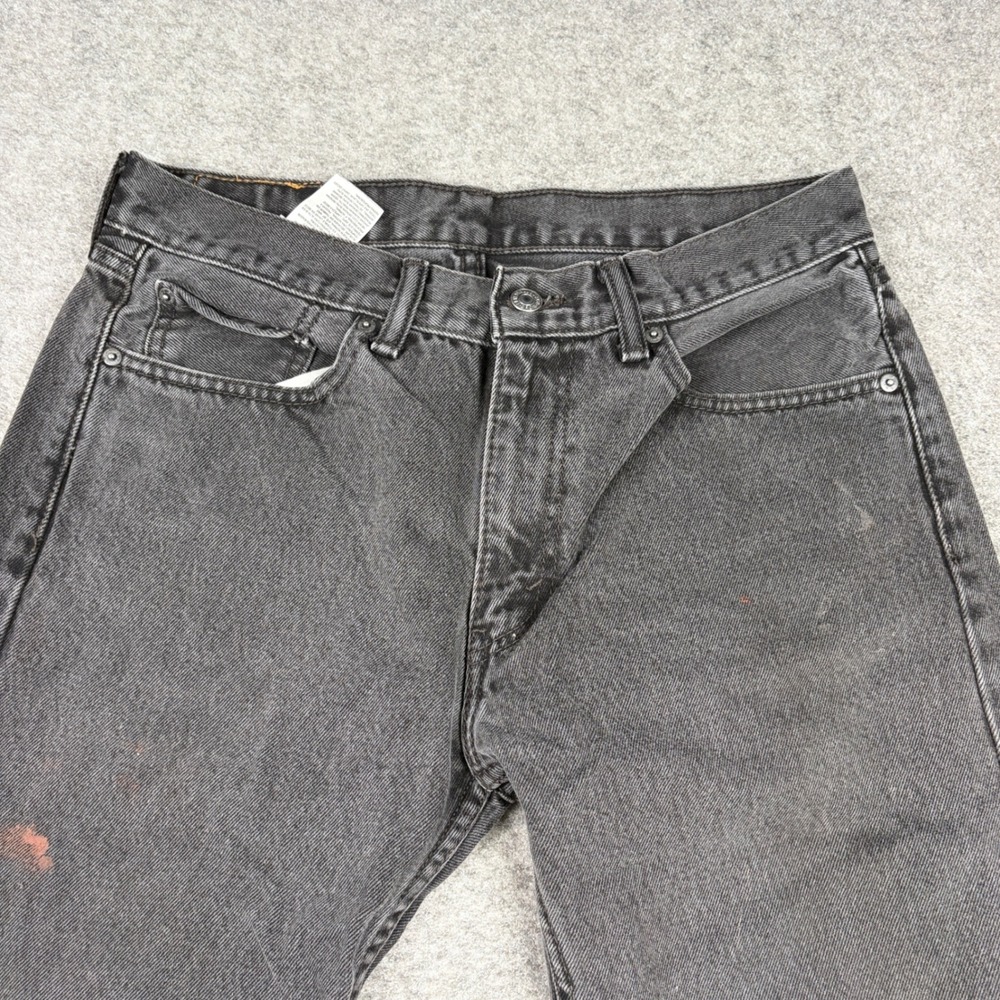 Levi's 505 Straight Leg Jeans‎ Mens 33x32 Faded Black Distressed Denim Workwear